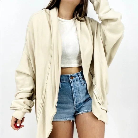 Free People L Cream Oversized Jacket - Picture 2 of 9
